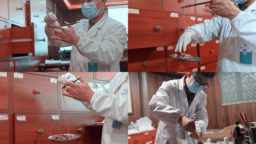 中药 中药师 药材 称重 药房 传统 中医 健康 诊所 药方 药碾 药柜
